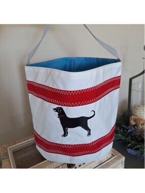 Genuine Sailor Bags Small Tote Caddy Dog Black Lab Nautical Sail Cloth Quality
